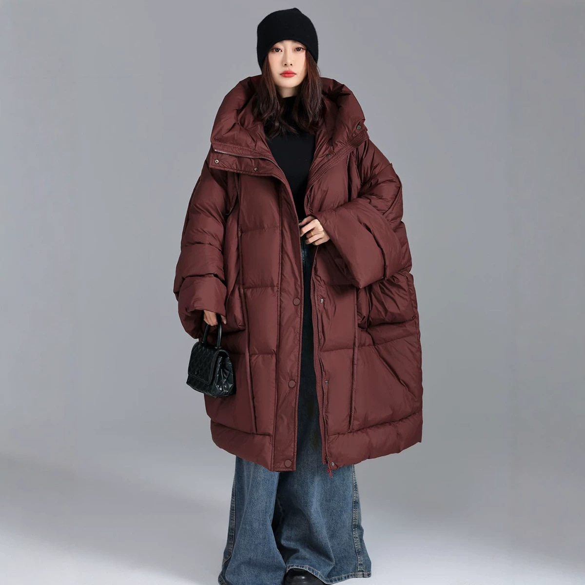 Down Jacket Packable - Oversize Mid Length Snow Parka Big