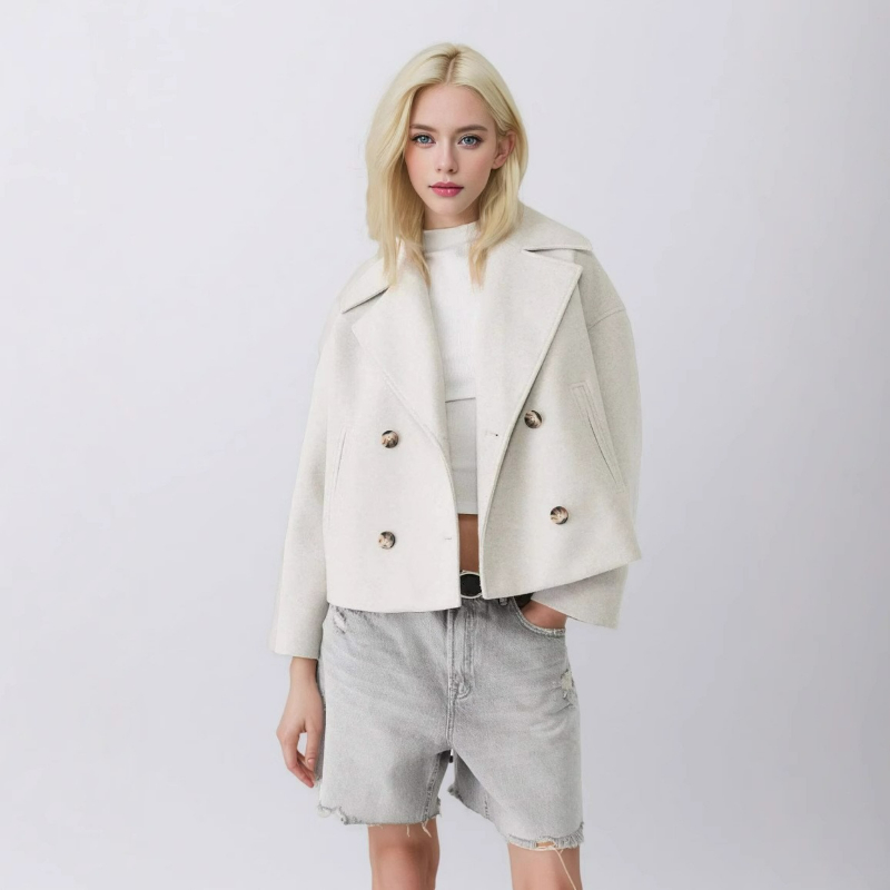 Women Wool Coats Elegant Short - Wool Coat Peacoat 评论和价格
