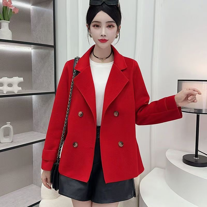 Autumn Winter Black Woolen Coa - Wool Coat Peacoat 评论和价格