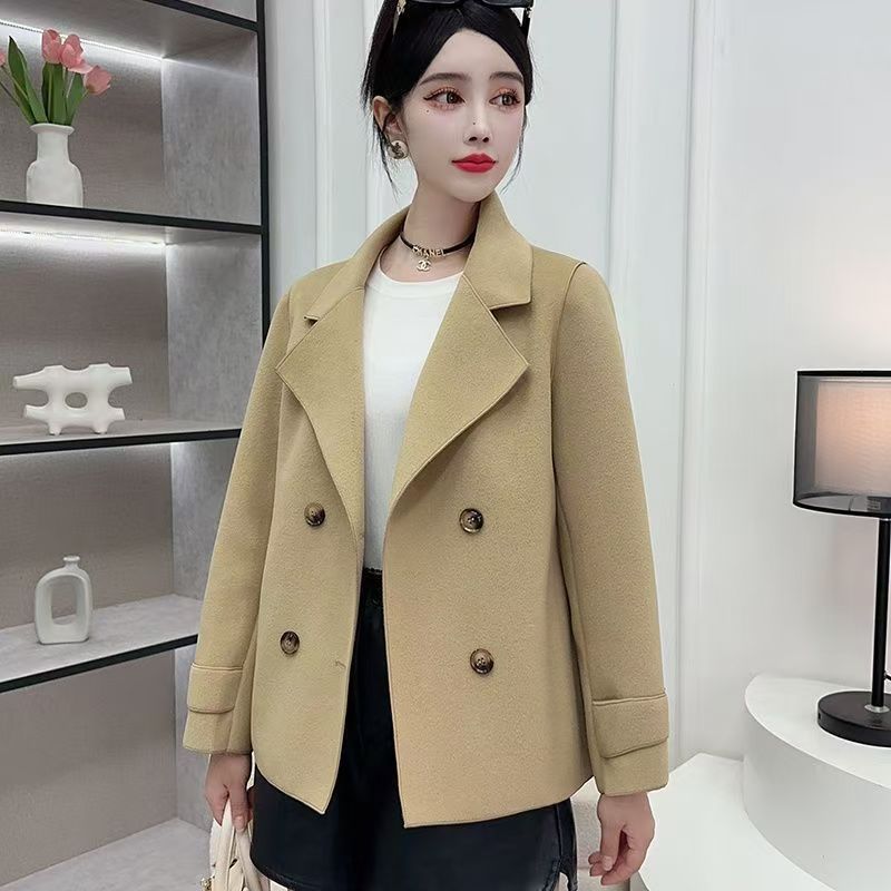 Autumn Winter Black Woolen Coa - Wool Coat Peacoat 评论和价格