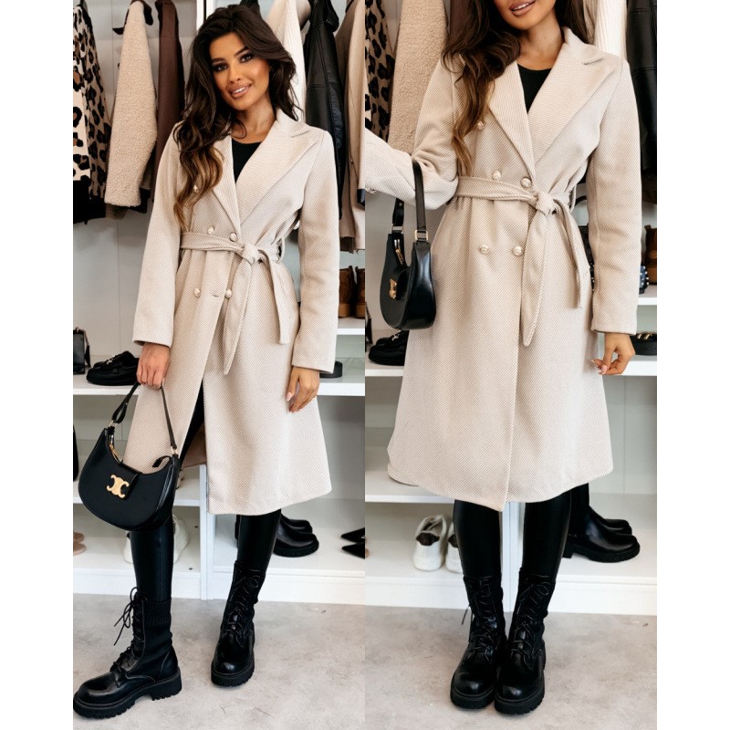 Women's Woolen Coat Autumn Win - Wool Coat Peacoat 评论和价格