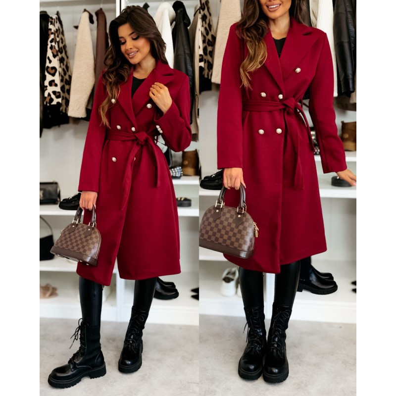 Women's Woolen Coat Autumn Win - Wool Coat Peacoat 评论和价格