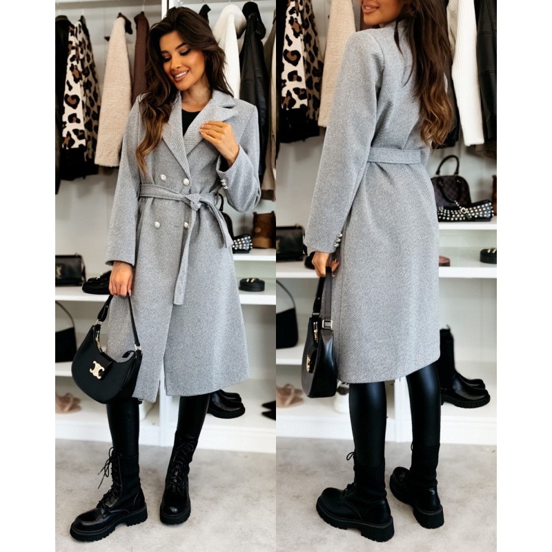 Women's Woolen Coat Autumn Win - Wool Coat Peacoat 评论和价格