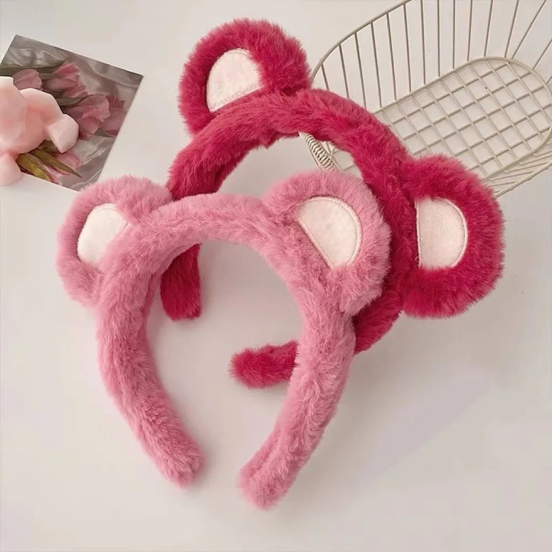 1-5PCS Cute Strawberry Bear Pl - Winter Headband Fleece 评论和价格