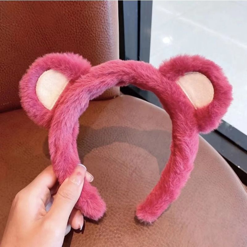 1-5PCS Cute Strawberry Bear Pl - Winter Headband Fleece 评论和价格