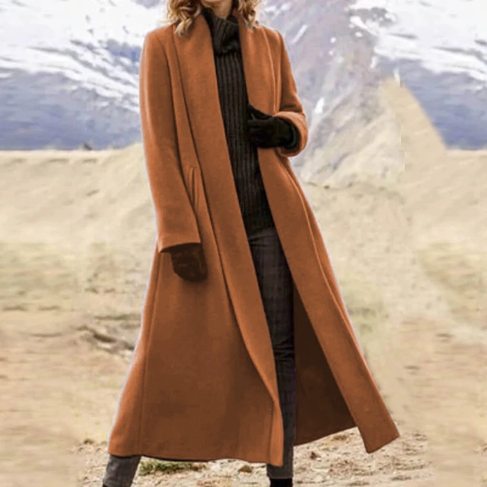 Plus Size Extra Long Woolen Co - Wool Coat Peacoat 评论和价格
