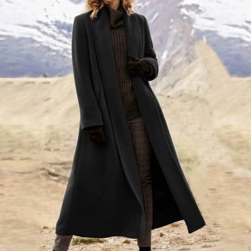 Plus Size Extra Long Woolen Co - Wool Coat Peacoat 评论和价格