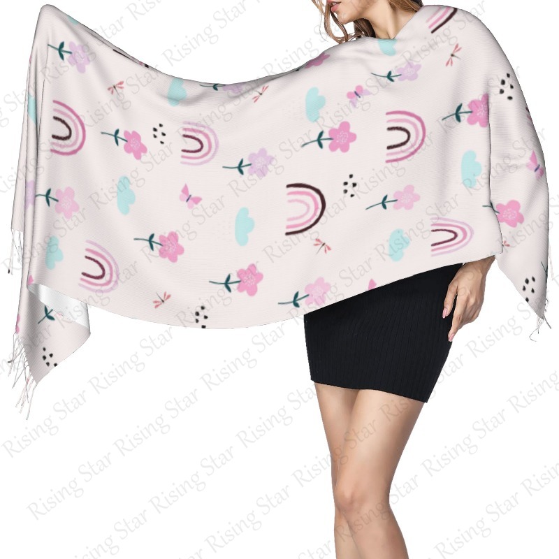Flower Rainbow Cartoon Winter  - Cashmere Pashmina Wrap 评论和价格
