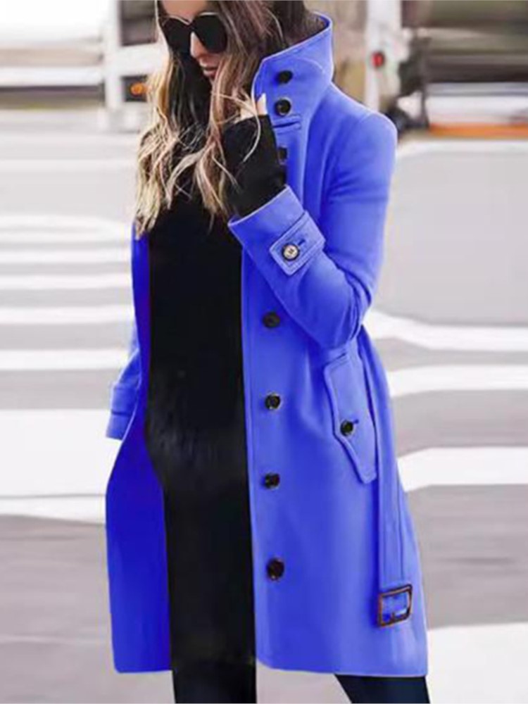 Women's New Woolen Coat Outerw - Wool Coat Peacoat 评论和价格