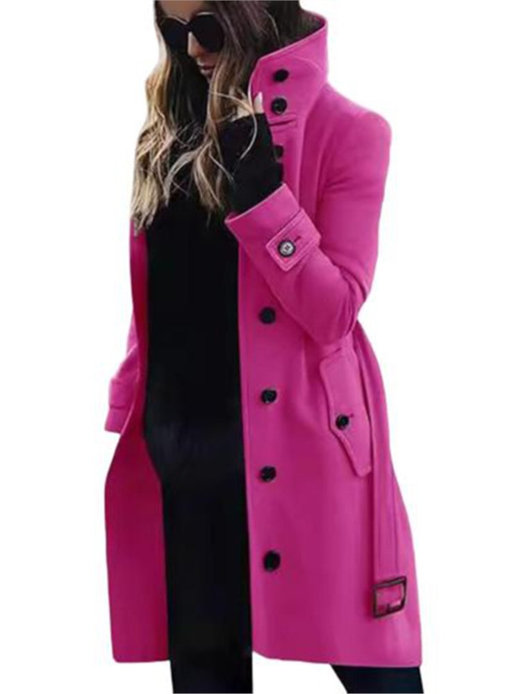 Women's New Woolen Coat Outerw - Wool Coat Peacoat 评论和价格