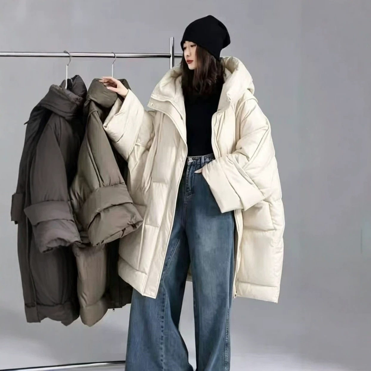 Oversize Mid Length Snow Parka - Down Jacket Packable 评论和价格