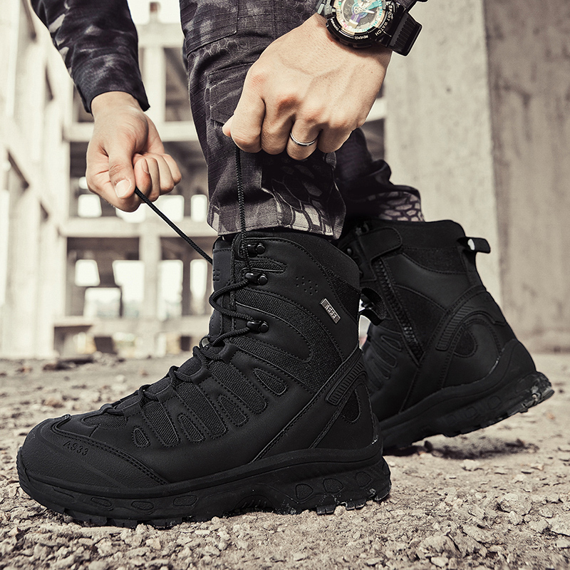 Men Tactical Boots Lace Up Bra - Waterproof Winter Boot 评论和价格